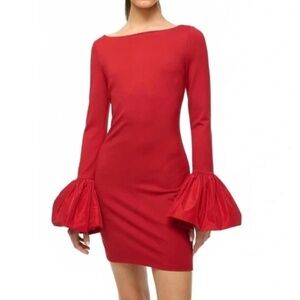 Staud Red Bell Sleeve Dress size S NWT